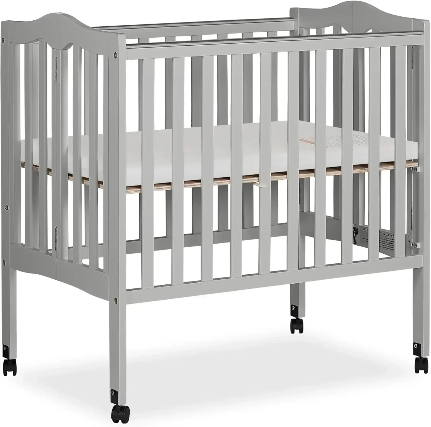 

2-in-1 Lightweight Folding Portable Stationary Side Crib in Pebble Grey, Greenguard Gold Certified, Baby Crib to Playpen