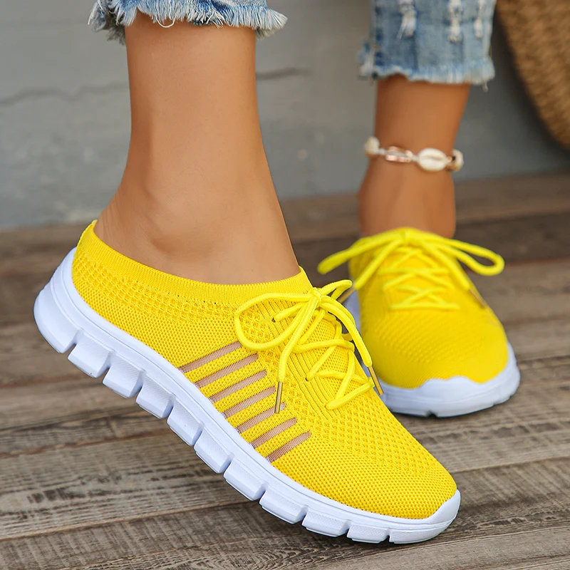 Summer Breathable Mesh Slippers for Women Lightweight Slip On Walking Shoes Woman Non Slip Casual Half Slippers Female Sneaker