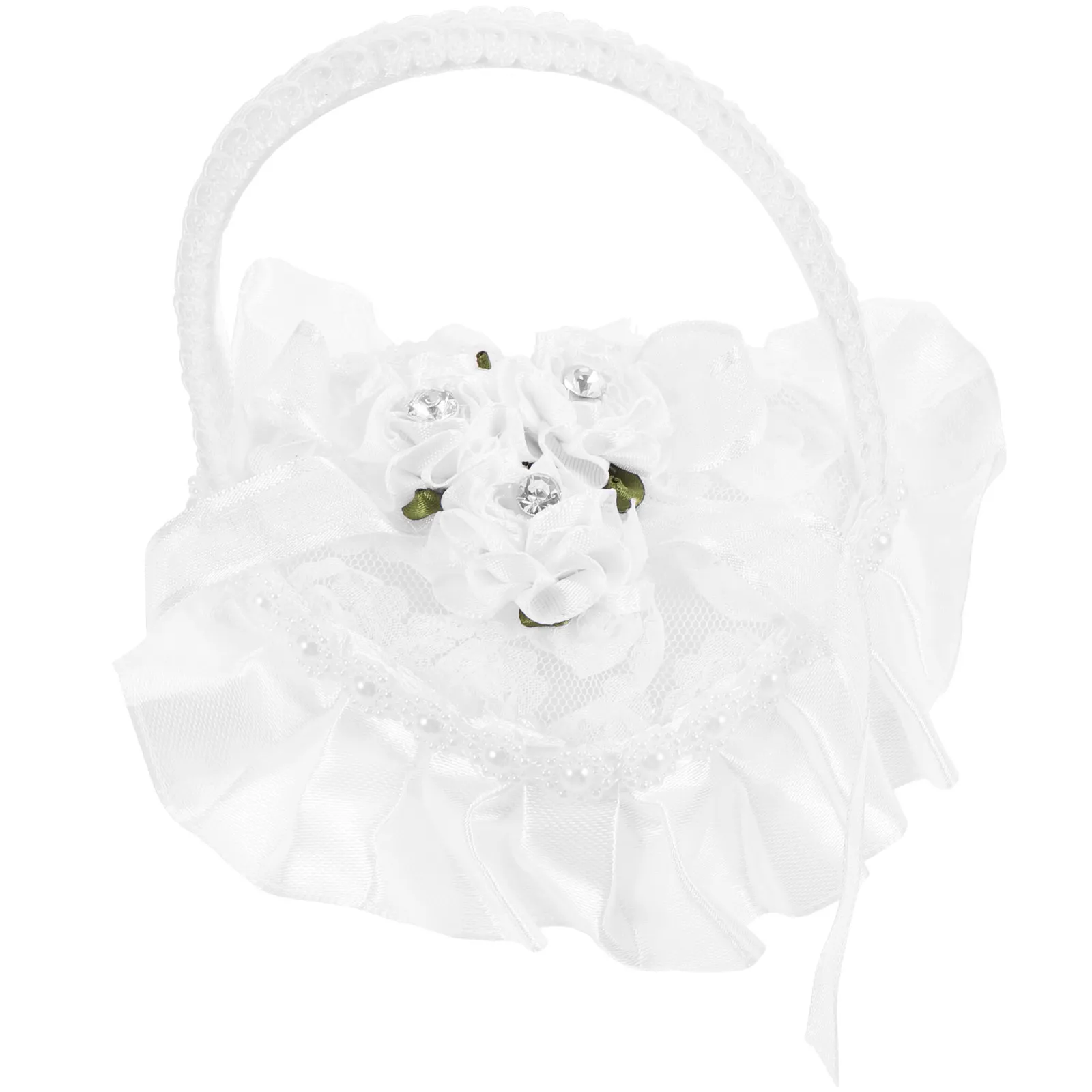 

Satin Heart Shape Lace Ring Pillow for Wedding Ceremony with Handle Romantic Engagement Bridal Jewelry Cushion Ring Holder