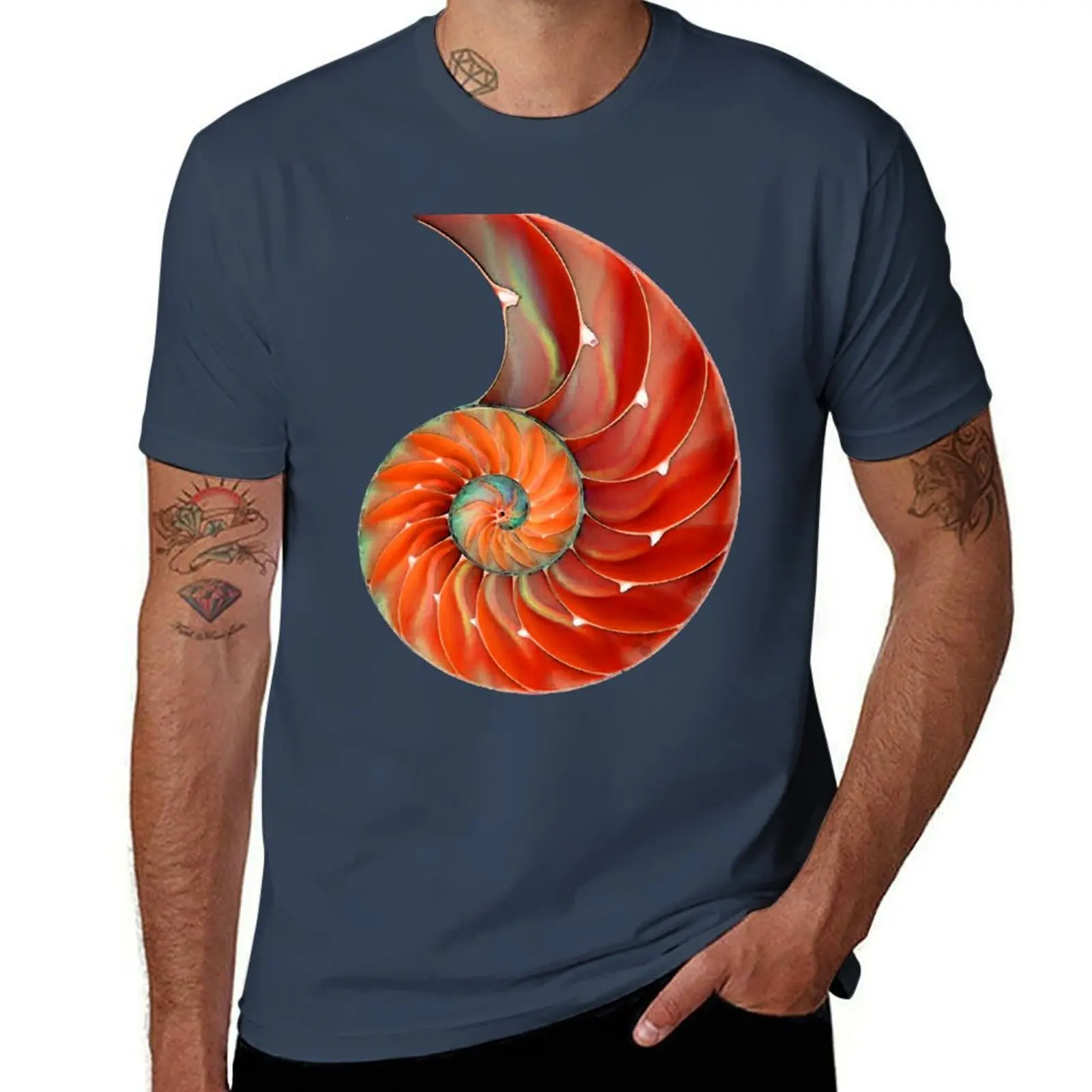 

Nautilus Shell - Sea Shells T-Shirt man t shirt cotton high quality t shirt men 100% cotton luxury brand T-Shirt
