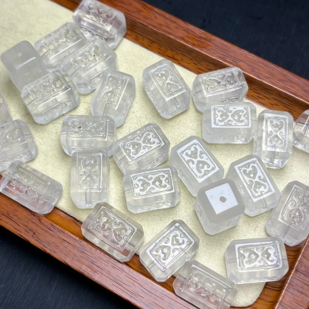 10PCS Natural Clear Quartz Mosaic Cube Pendant Polished Crystal Reiki Healing Jewelry Gift Cute Rock Decoration