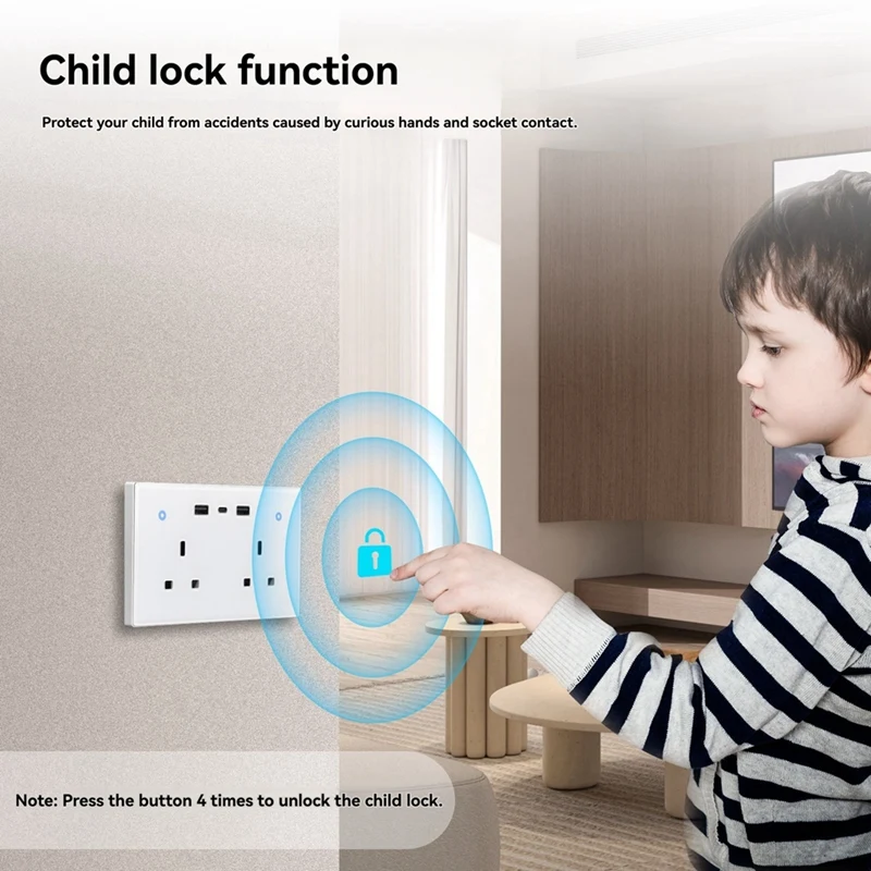 

N35R_Tuya Smart Wall Socket UK Outlet 13A Touch Switch for Alexa