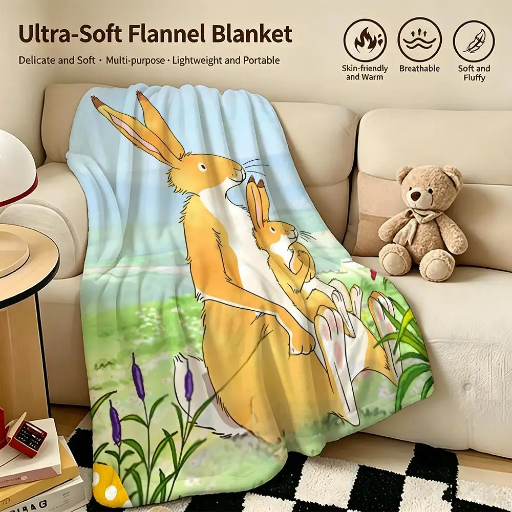 Manta de Franela Suave y Cálida con Diseño de 'Adivina Cuánto Te Quiero', Multiusos para Sofá, Cama, Camping, Viajes y Siesta