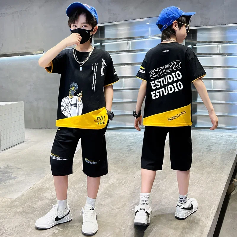 

Boys Summer Quick-dry Basketball Jersey Sports Short Sleeve Suits 5-14 Years Kids Fashion 2pcs T-shirts+Short Pants Clothes Kids