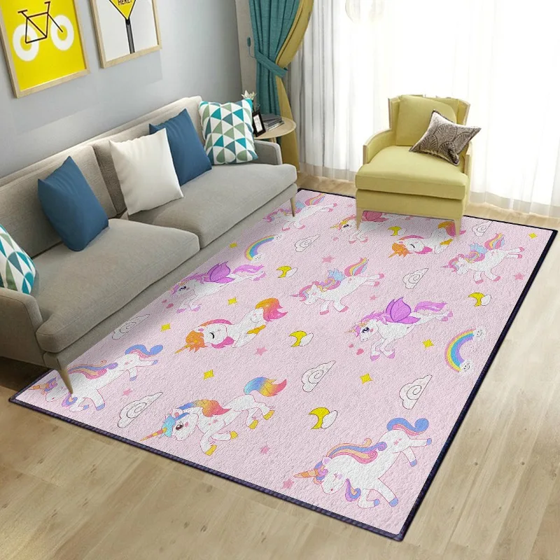 

Soft Cute Cartoon Unicorn Area Rug for Kids Room Bedroom Playing Room Colorful Machine Washable Area Carpet Rug for Toddler Baby