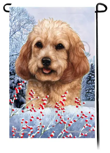 Cockapoo Winter Berries Garden Flag