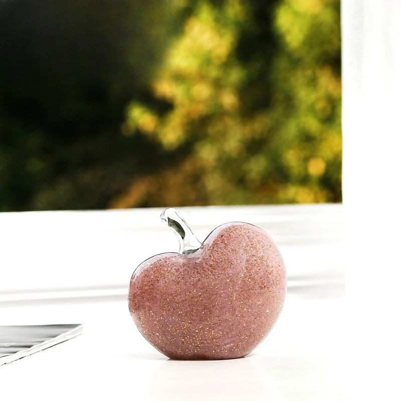 Handmade Nordic love apple glass ornament model house living room bedroom simulation fruit ornament