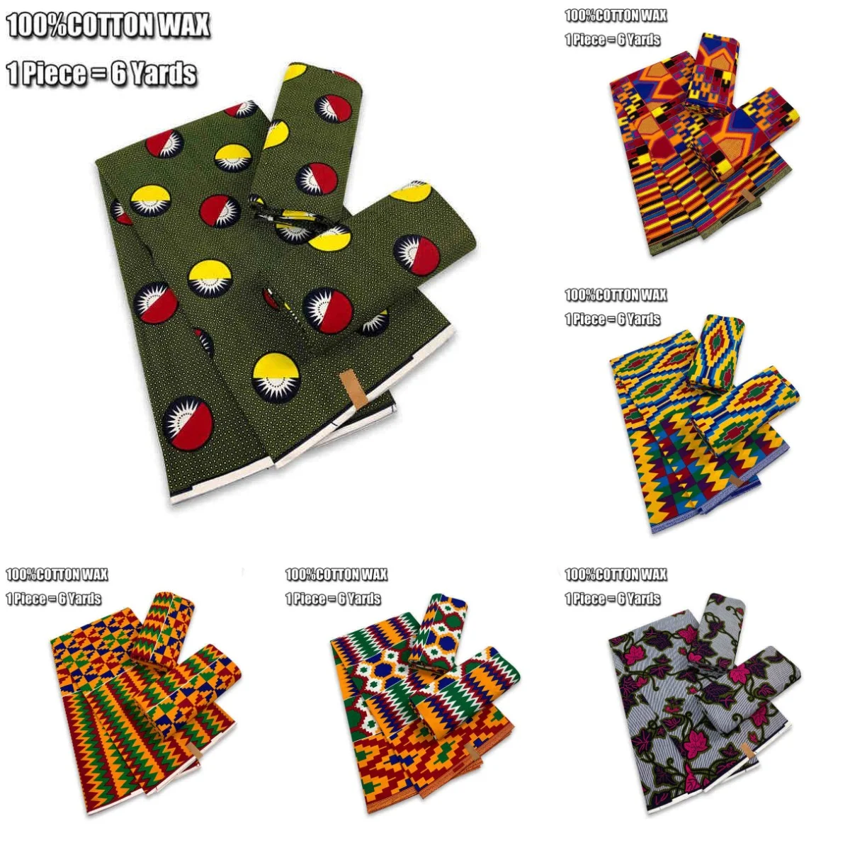 

2025 New Nigerian Ankara African Wax Prints Fabric Sewing Veritable Soft Textile Material 6 Yards For Party Women Cotton Wedding