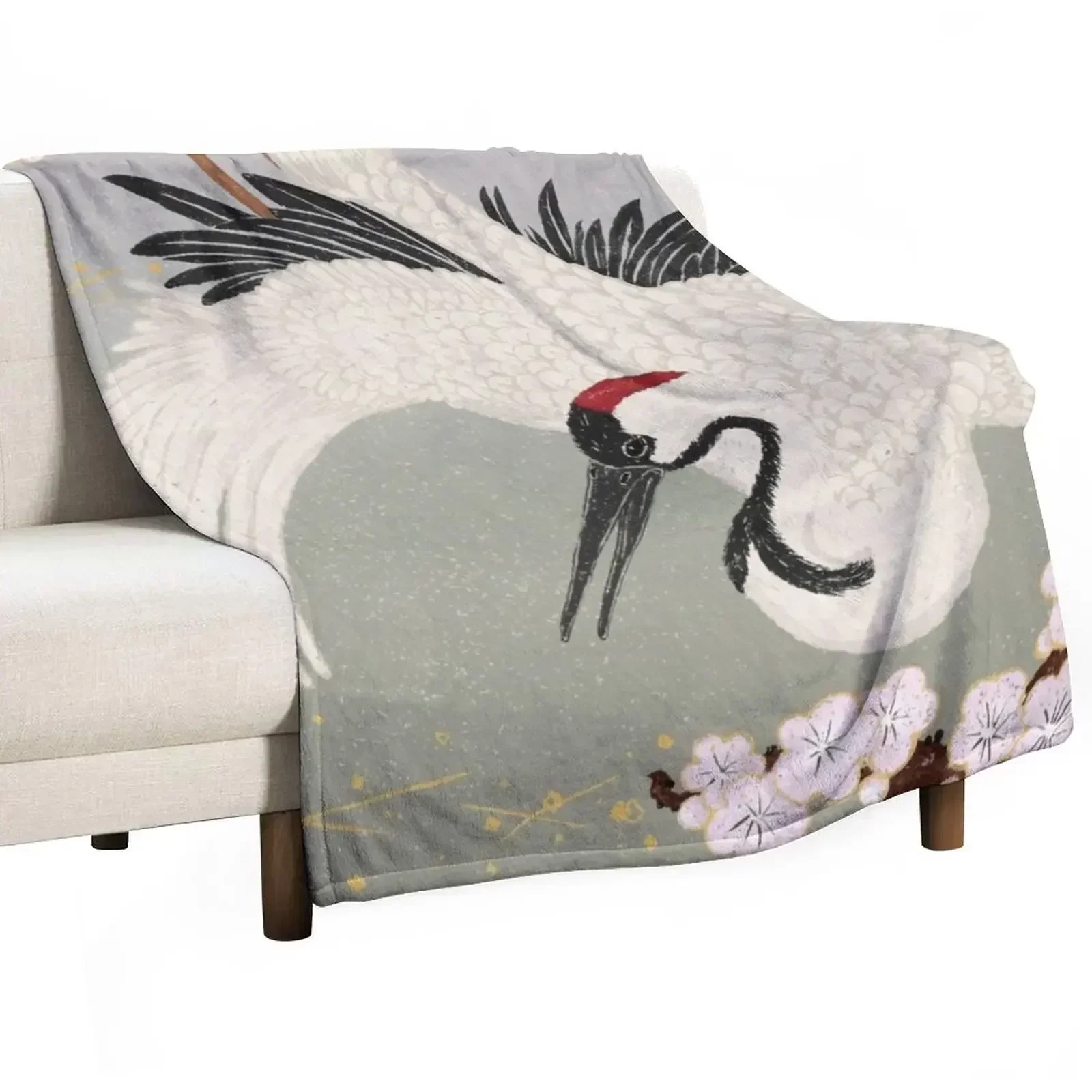 

Japanese Crane Throw Blanket warm for winter Summer Blankets