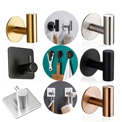 Silver self-adhesive wall hanging hook key hanger door dressing gown hooks coat towel rack Stainless Steel bathroom accessories