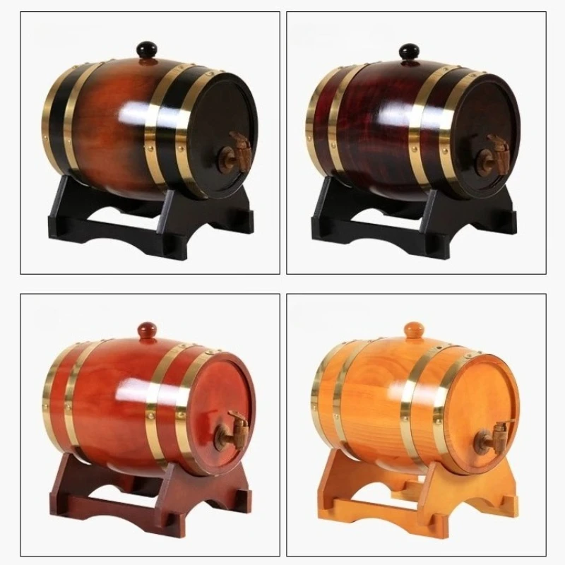 

3L Vintage Oak Barrel Beer Whiskey Rum Port Wine, Decorated Beer Barrel Storage