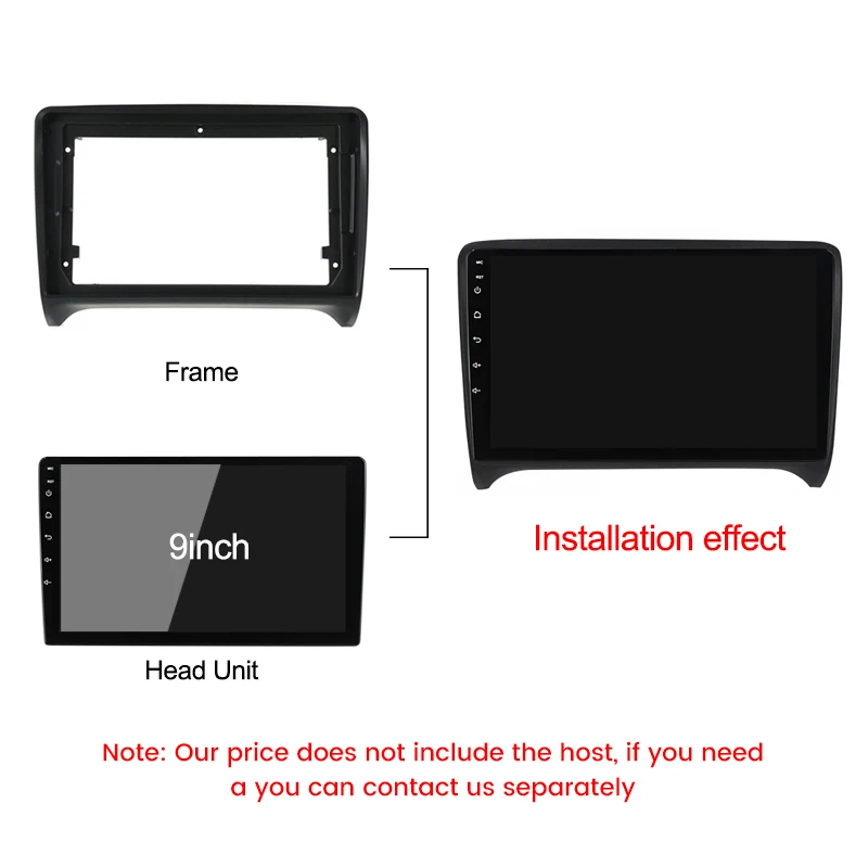 Car Radio Fascia Frame For Audi TT MK2 8J 2006 2007 2008 2009-2012 Optional Cable CAN Dash Fitting Panel Kit For 9inch radio