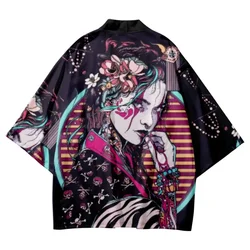 Cardigan imprimé en 3D pour femmes et hommes, chemisier Haori Obi, vêtements asiatiques, Kimono Cosplay japonais Harajuku, mode fille