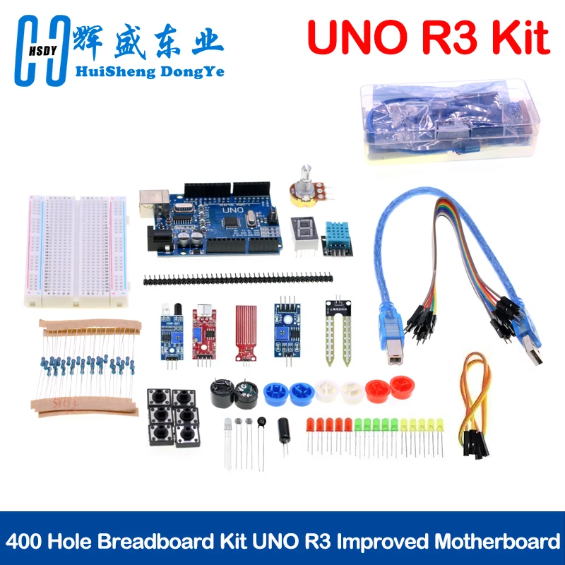 400 Tie-points Breadboard DIY Project Starter Kit For Arduino UNO R3 Kit Electronic Component Set With Box  Diy Kit