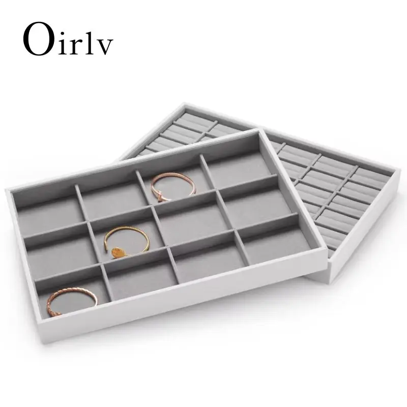 

Oirlv Multifunction Velvet Stackable Jewelry Trays Rings Earrings Bracelet organizer Storage Tray Rings Earrings Storage Props