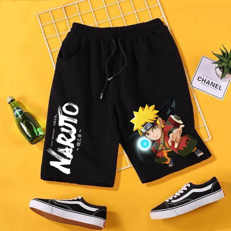 Summer Wind Transmission Anime Naruto 2026 Uzumaki Sasuke and Naruto Boy and Girl Summer 100% Cotton Shorts Comfortable Ins Y2k