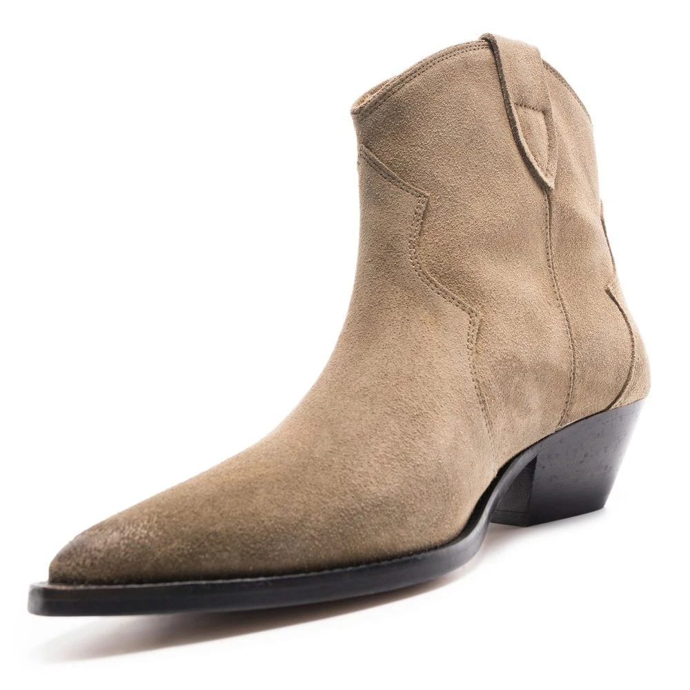 Stivali Western da donna Beige neri stivali corti alla moda con tacco spesso alla moda nuovi stivali da Cowboy Casual scarpe a forma di mandorla in