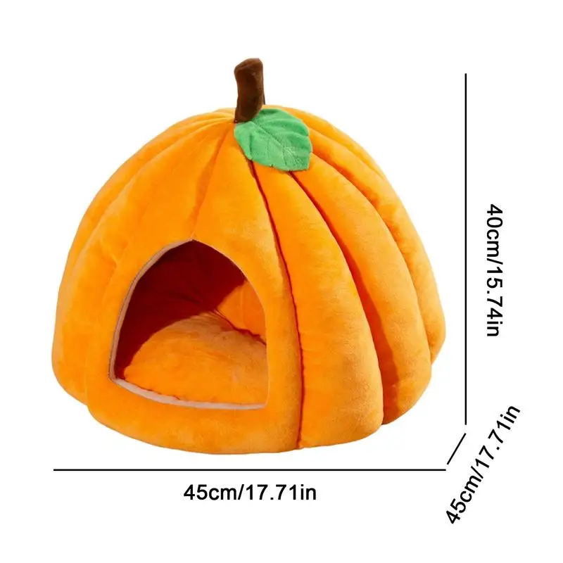 Pumpkin Cat Bed Pet Cave Cat House Cute Pumpkin Shape Sleeping And Resting Kitten Puppy Removable House Decorative For Living