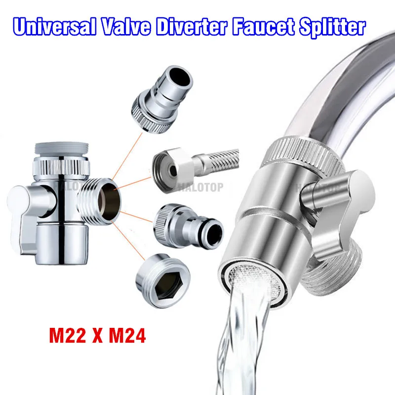 Kitchen Faucet Adapter Bathroom Switch Splitter Diverter Sink Valve Water Tap Connector Separator Shower Toilet Tee Accessories