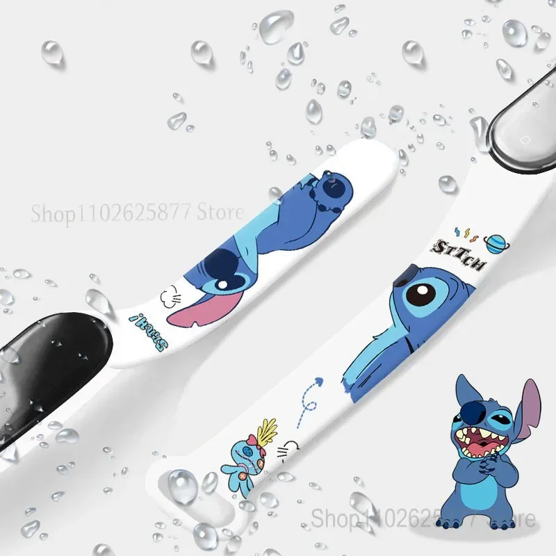 Disney Lilo Stitch Angel Printed Silicone Soft Strap For Xiaomi 8/7/6/5/4/3/NFC Watch Band Cartoon Bracelet Movement Wristband