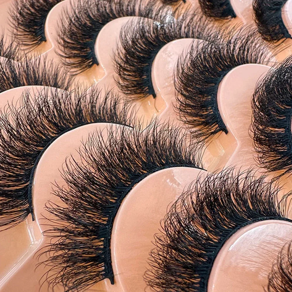 14 Pairs Russian Strip Lashes Mink Fluffy 3D Mink Lashes Makeup Messy False Eyelashes Fluffy Thick Lashes