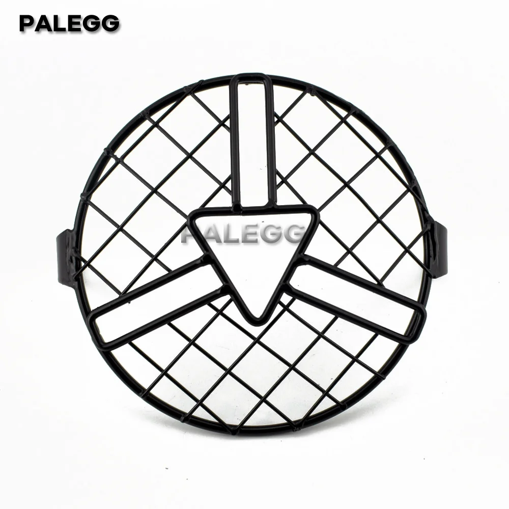 6.5 "دراجة نارية العلوي شبكة شواء الحرس الجبهة مصباح شبكة غطاء مصبغة حامي ل مقهى المتسابق كروزر غطاء المصباح