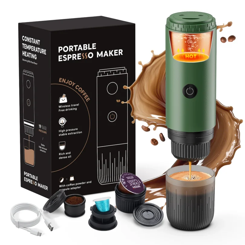

Portable Espresso Machine 3-in-1 Travel Coffee Maker for Camping Hiking Office Self-Heating with USB-C 2026new