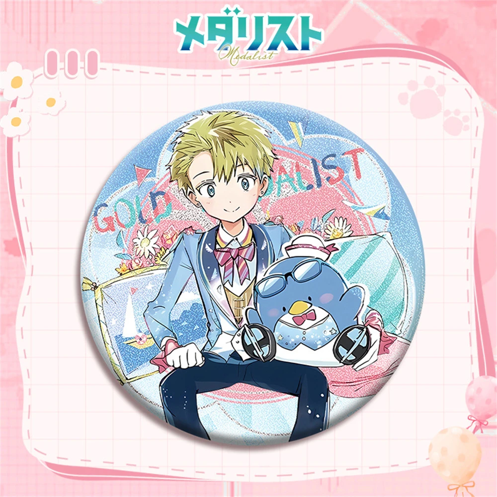 

58mm Anime Medalist Yuitsuka Inori Kamisaki Hikaru Cosplay COSTUME Badge Pin SPTE Tinplate Brooch﻿ Prop Gilf