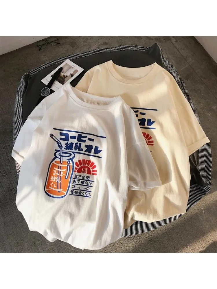 T-shirt à manches courtes pour femmes, ample, Style coréen, vêtements d'été, hauts mode Vintage, Streetwear d'été, t-shirts graphiques, haut Y2K