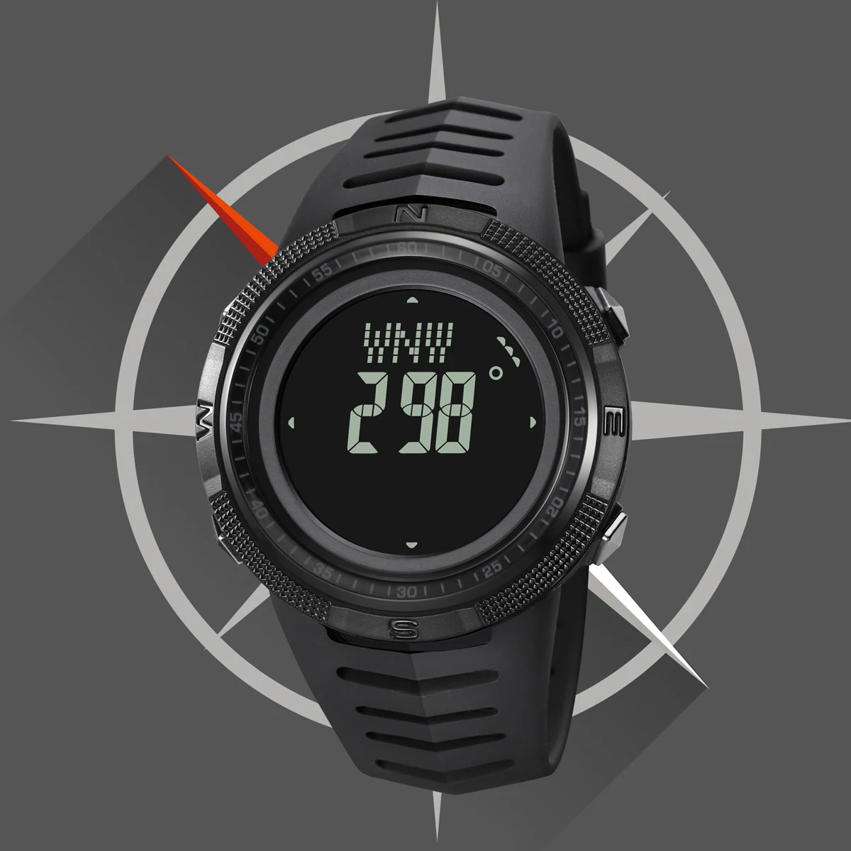 SKMEI Luxury Compass Digital Watch for Man World Time Chrono Sport Watches Waterproof Countdown Bracelet 3 Alarm Clock