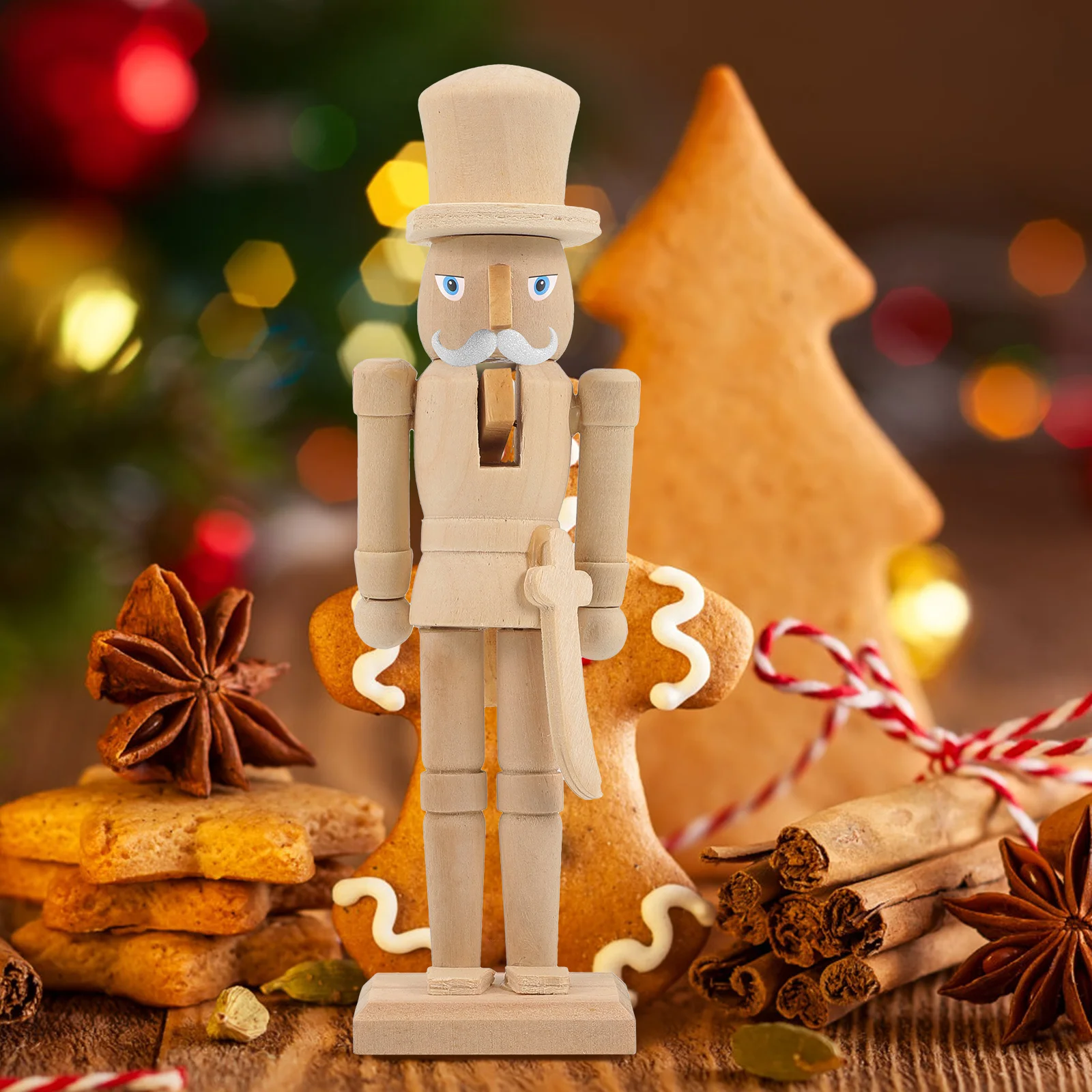 3 Pcs Nutcracker Decors Crackers Unfinished Walnut Soldier Christmas Gift Home Xmas Accessories