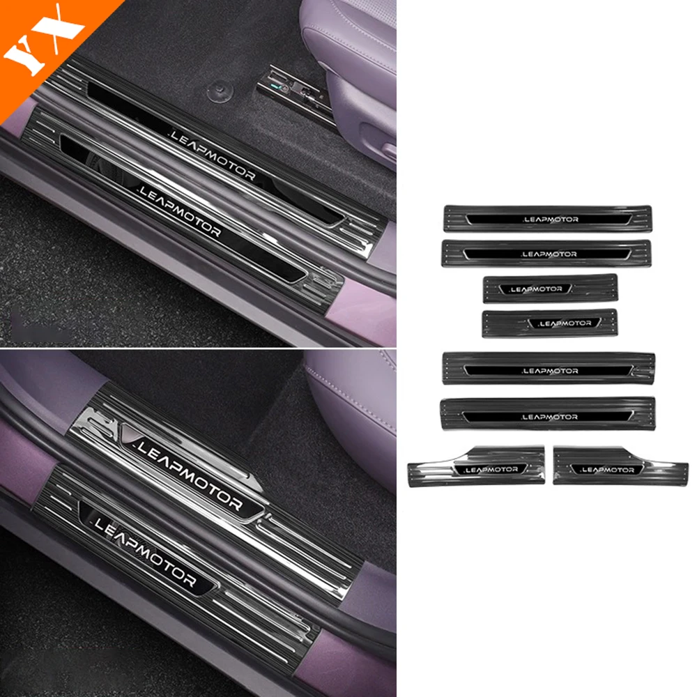 

2025 2026 For Leapmotor B10 accessories Stainless Black Silver Car Door Sill Scuff Plate Welcome Pedal Protection Trim