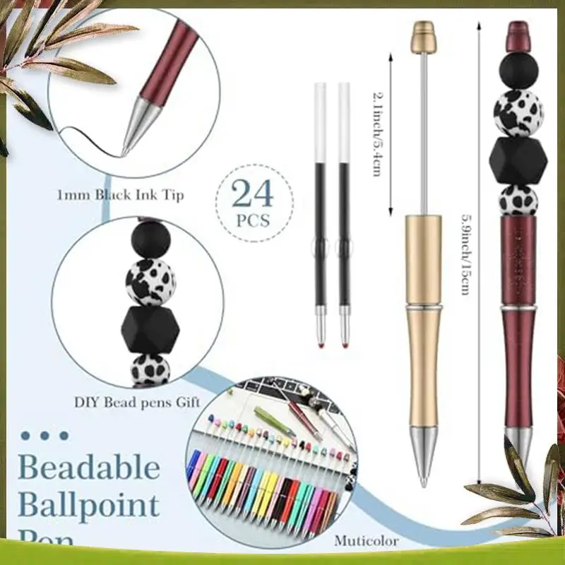 

New-36 Beaded Pen Beaded Keychain Strips 12 Beadable Keychain Strips 24 Blank Beaded Pens Craft Pen Making Kit Gift C Durable