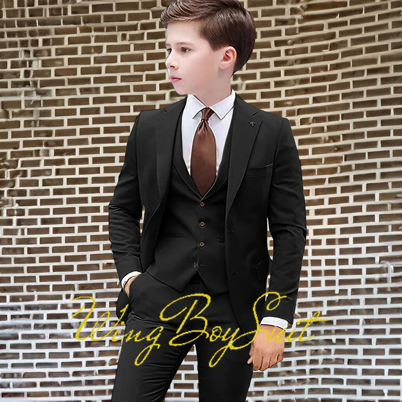 Boys Kids Suits Wedding Tuxedo Formal Jacket Vest Pants 3 Piece Set 2-16 Custom Sizes Clothes Child Blazer