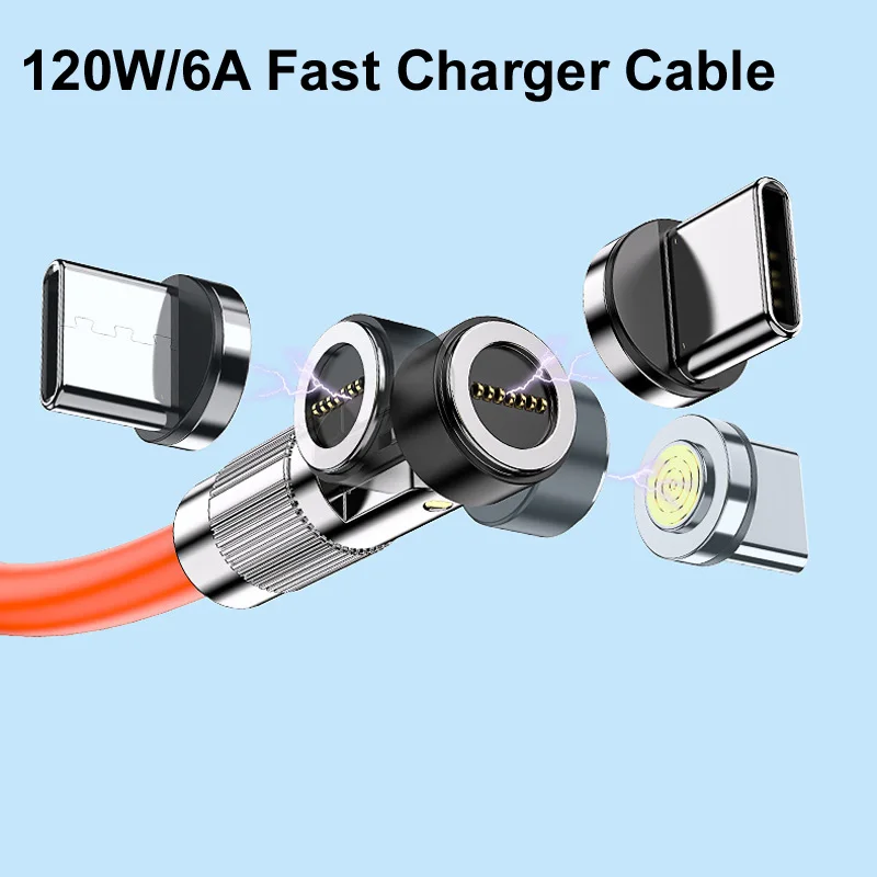 3in1 USB 120W 6A Magnetic Fast Charge Data Cable Extra Thick Soft TPE Phone Charge Cord make of Liquid Silicone for Phone laptop