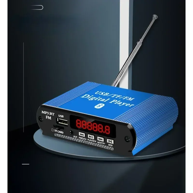 Nero Blu 12V Bluetooth 5.0 Mini amplificatore Hi-Fi Booster Radio MP3 Stereo per auto moto casa