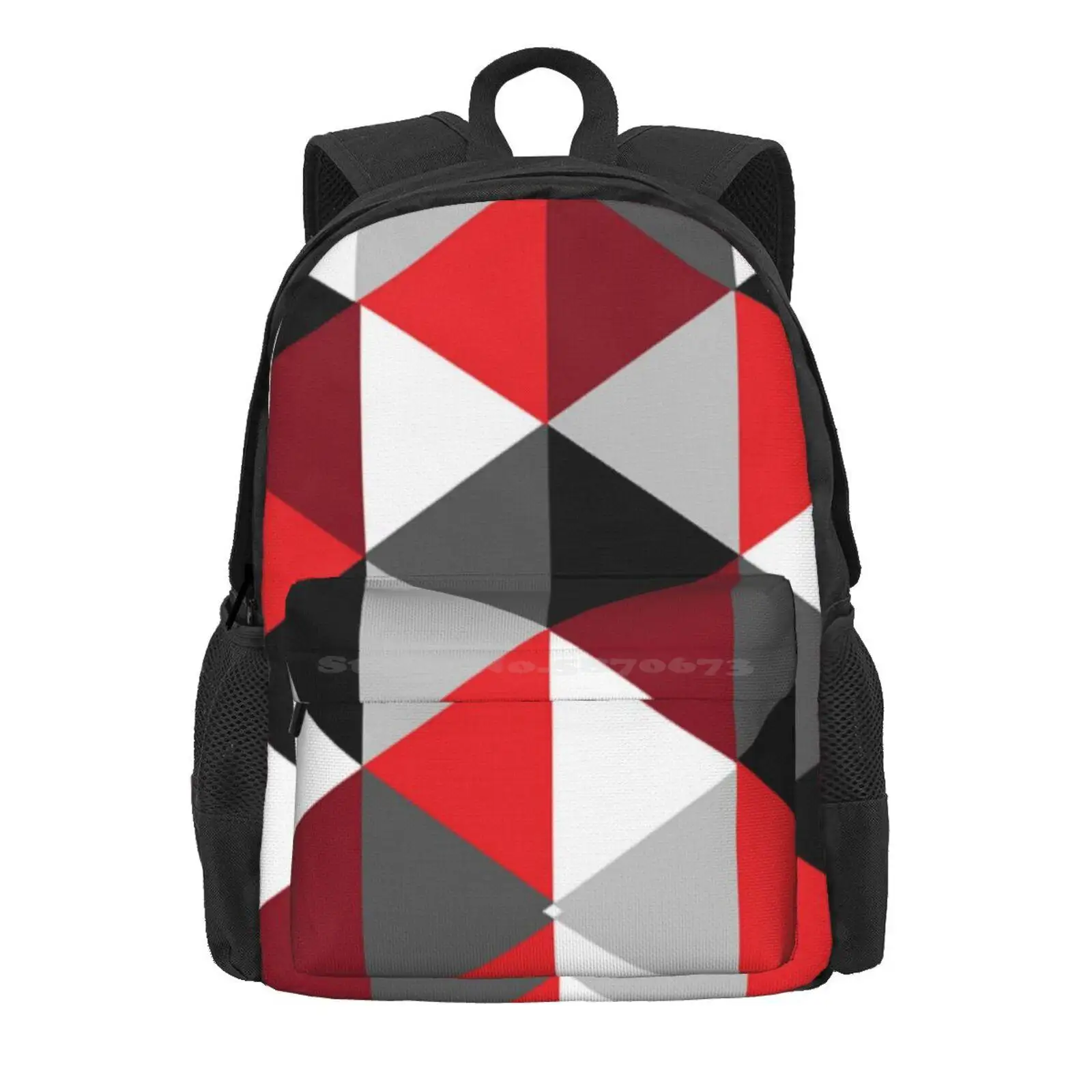 Red, Black, White And Grey Pattern Hot Sale Schoolbag Backpack Fashion Bags Red Black Grey White Burgundy Pattern Shape