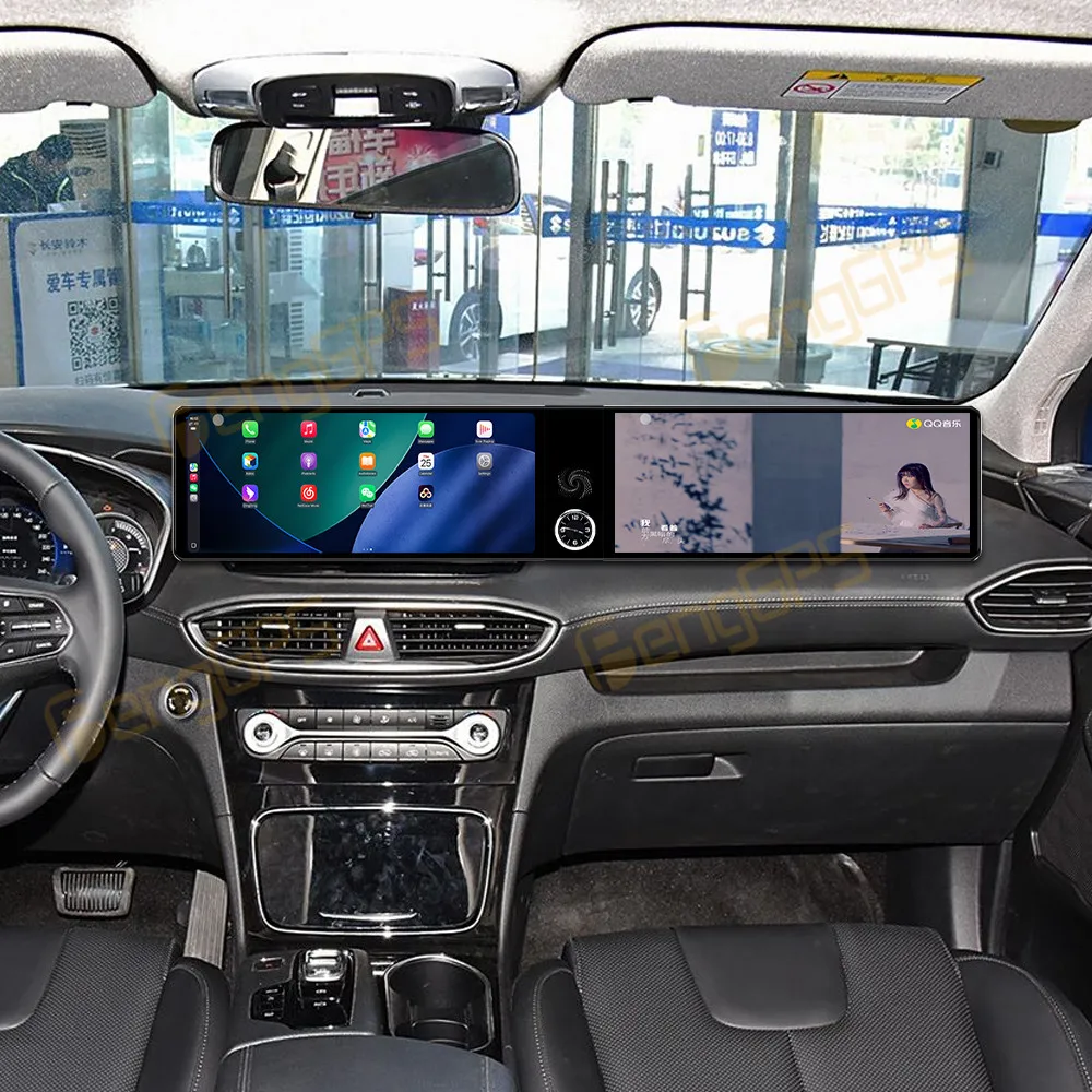 

Автомобильный радиоприемник CarPlay с двойным экраном 12,3 дюйма для Hyundai Santa Fe 2017-2021, мультимедийный GPS-плеер с сенсорным экраном, навигация DSP