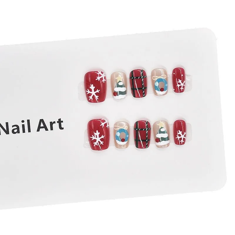 الجديد في المخزون 2025 جديد لطيف الكرتون قصير ig نمط الحلو عيد الميلاد مانيكير اضغط على الأظافر