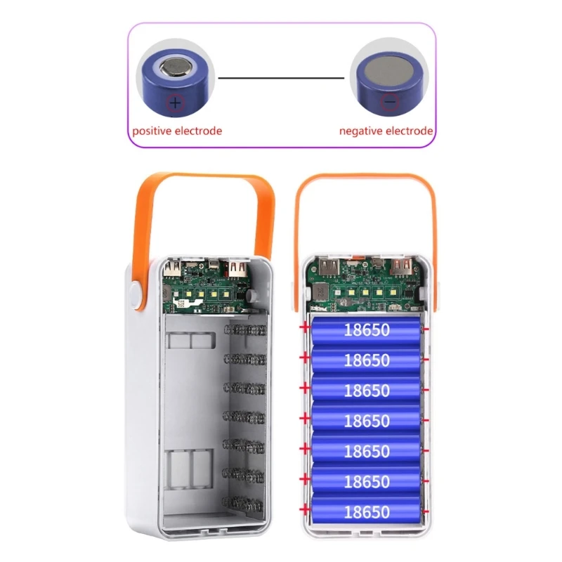 21 Slot 18650 Flat Head Battery Charging Bank Case Solderless Housing With Light 22.5W/10W Charge Mobile Power Box