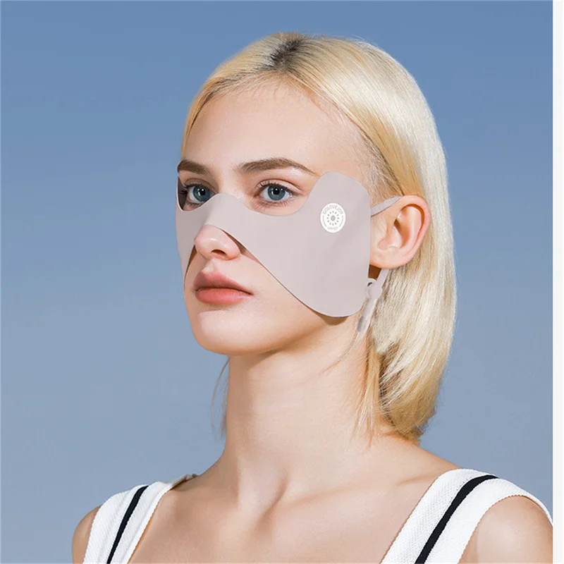 Summer Ice Silk Mask Sunscreen Face Scarf Solid Color Sunscreen Eye Patches UV Protection Sunscreen Veil Face Cover Riding