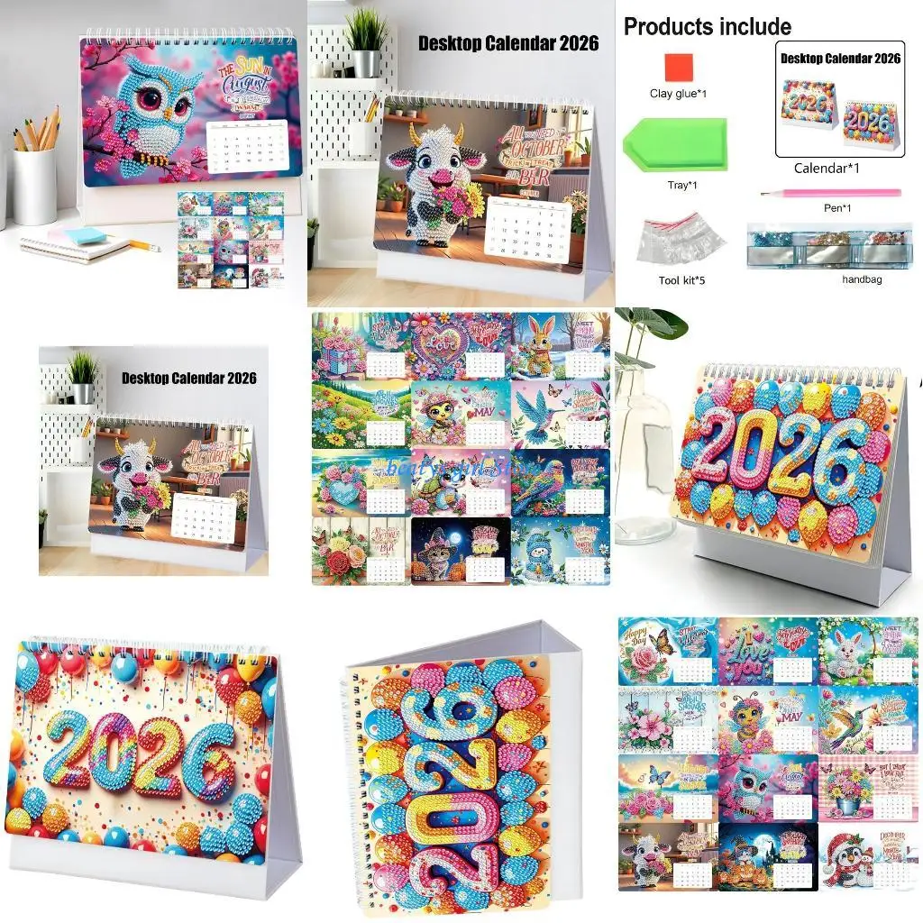 

C7AB Artist 2026 Настольный календарь со стразами Элегантный домашний офис Необходимые украшения Декоративный настольный