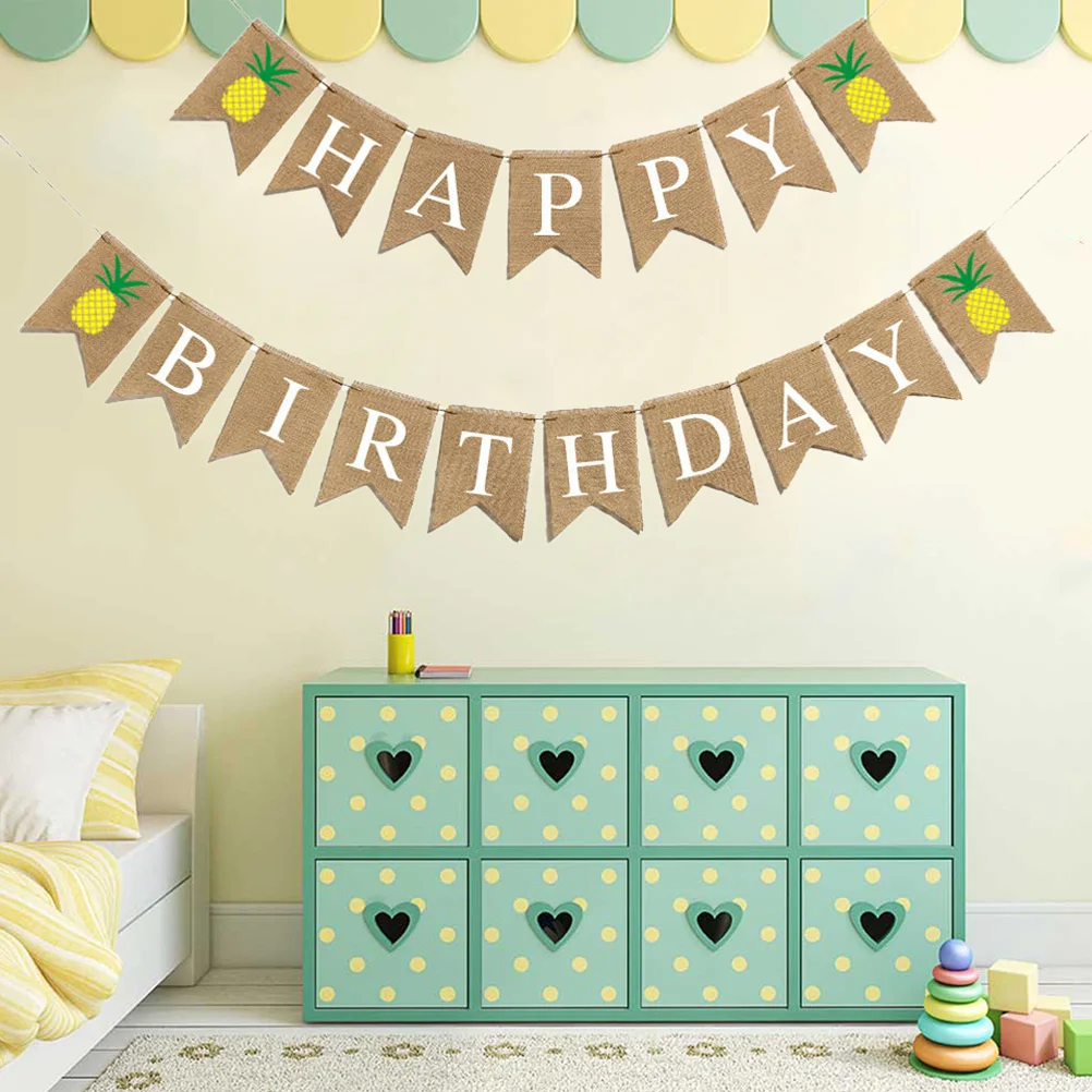 

Swallowtail Flag Birthday Linen Banner Garland Burlap Banners Happy Pumpkin Rustic DIY Festive Holiday Ornaments