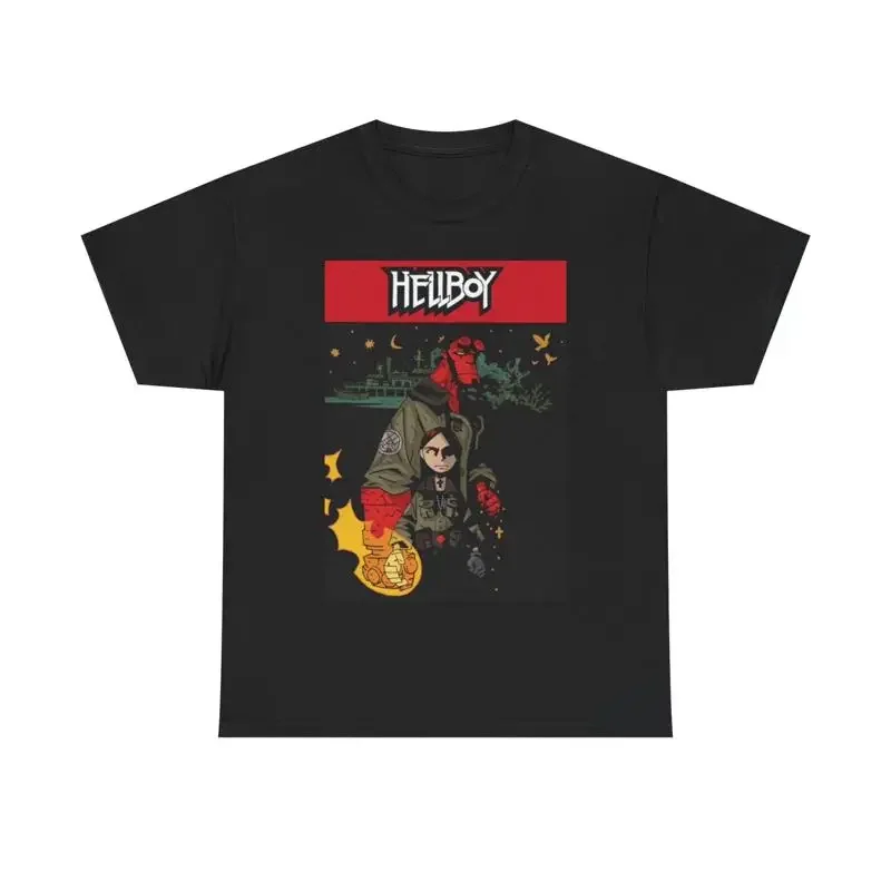 Hellboy T Shirt Cartoon Movie Poster Retro Heavy Cotton
