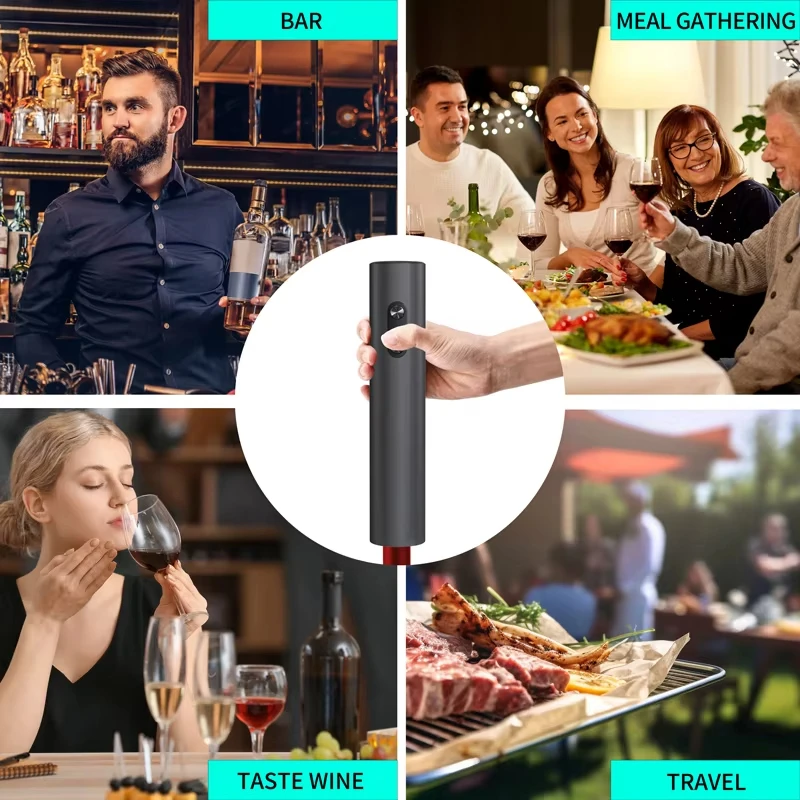 Set de abridor de vino eléctrico automático multifunción, tapón de vino, vertedor de vino, abridor de botellas eléctrico, set de regalo para estilo moderno