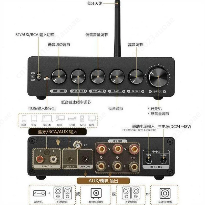 B07 Bluetooth 2.1 Channel Digital Audio Amplifier High Power Subwoofer Amp Mini Home HiFi Sound Amplifying Device