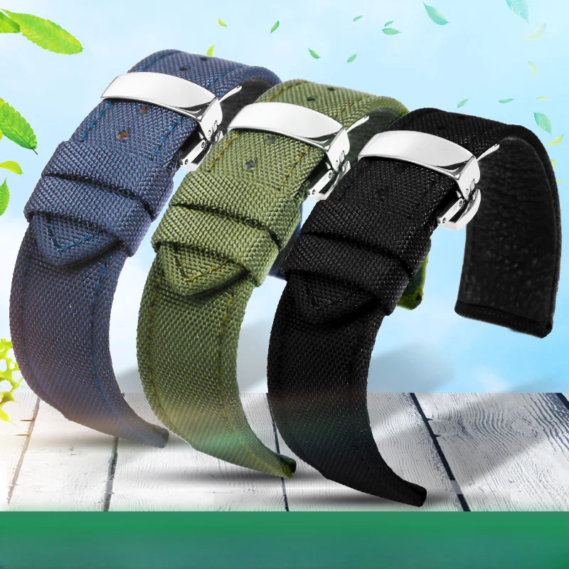 Wodoodporny, słodki, odporny na nurkowanie, trwały utkany Nylon pasek do zegarka dla mężczyzn 20mm 22mm wygodny sportowy pasek materiałowy do zegarka
