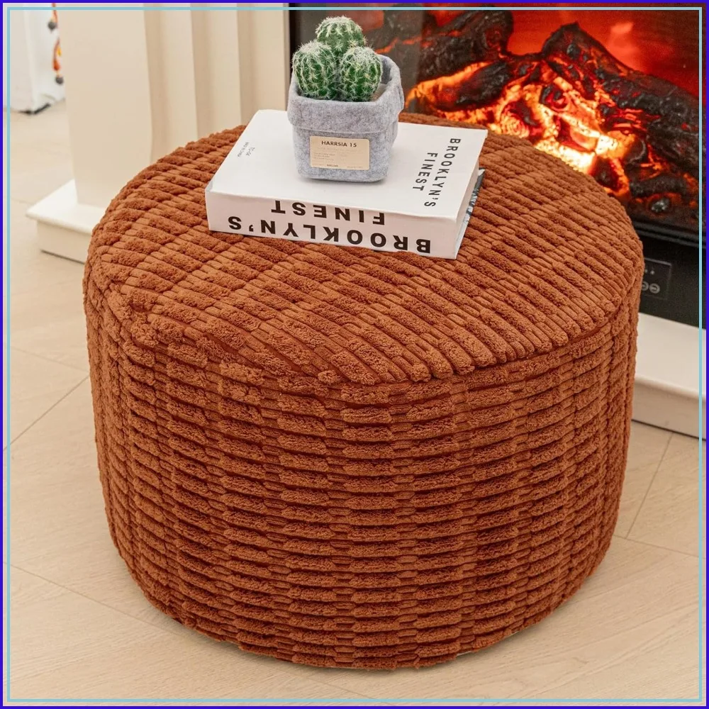 Round Pouf Ottoman Foot Rest Stool for Living Room Floor Pouf Bean Bag Chair Storage Solution