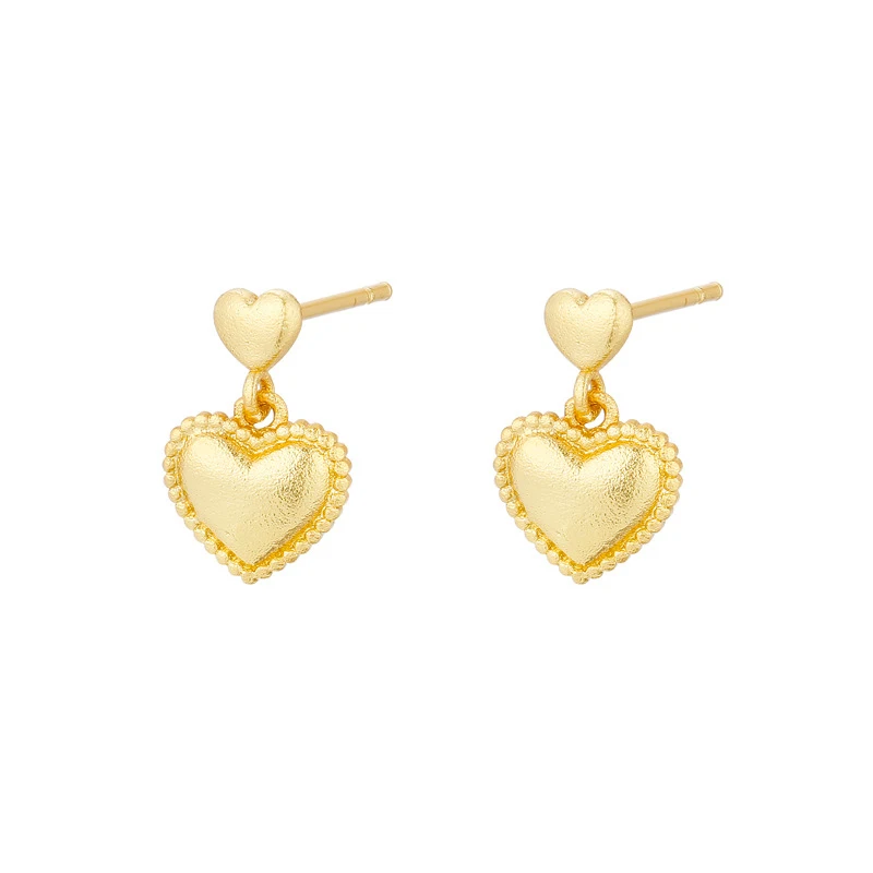 Mewanry Gold Color LoveHeart Drop Earrings For Women Girl Prevent Allergy Classic Fashion Simple Elegant Engagement Jewelry Gift