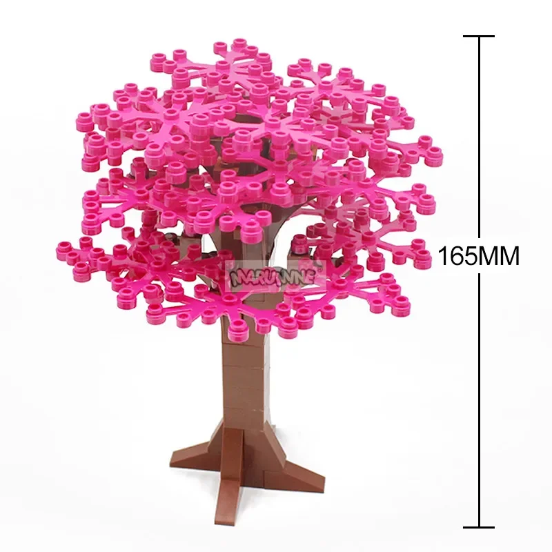 MARUMINE 58PCS Big Tree Green Bush Flower Grass Plants Garden Building Bricks Tree Sets Blocks Natural DIY Accessories Toy Model